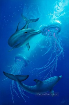 魚の水族館 Painting - 海底のおせっかい
